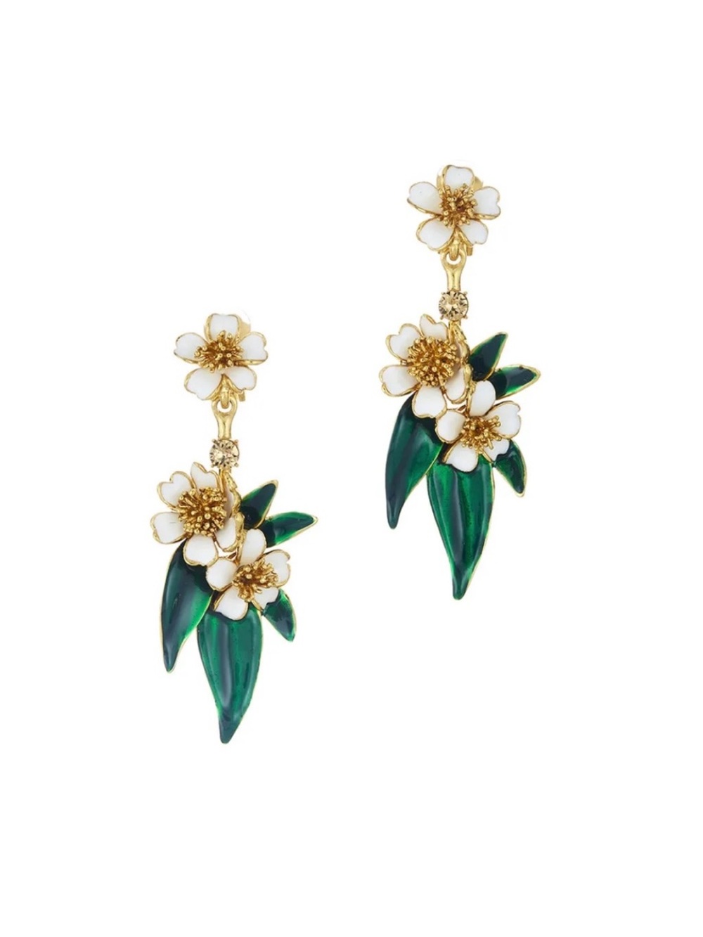 Rare! Oscar de la Renta Enamel 
Delicate Flowers Earrings